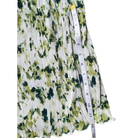 Chelsea28 Flutter Sleeve Plissé Midi Green Ivory Dress NWT Nordstrom - Large - Picture 9 of 12